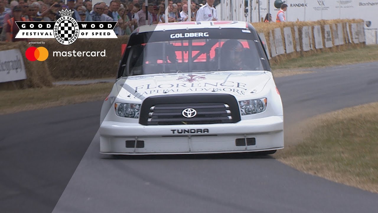 WWE legend Bill Goldberg spears Toyota Tundra into hay