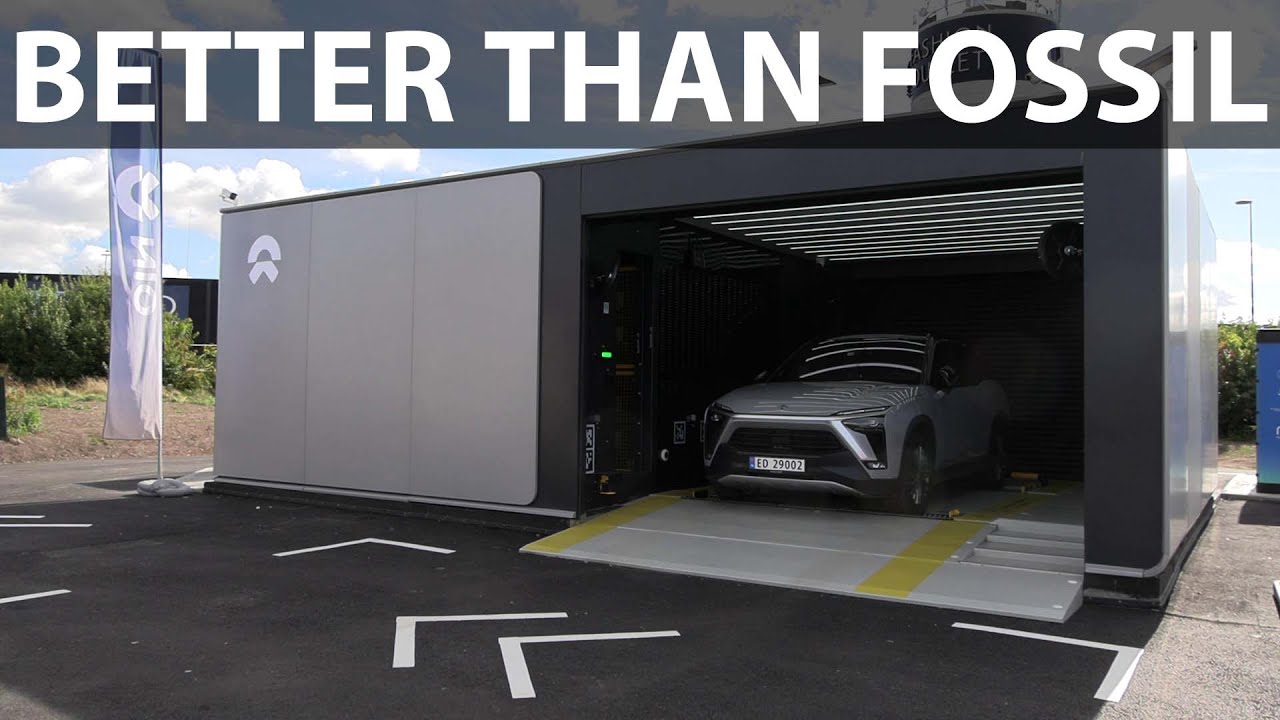 Nio ES8 battery swap at Vestby, Norway