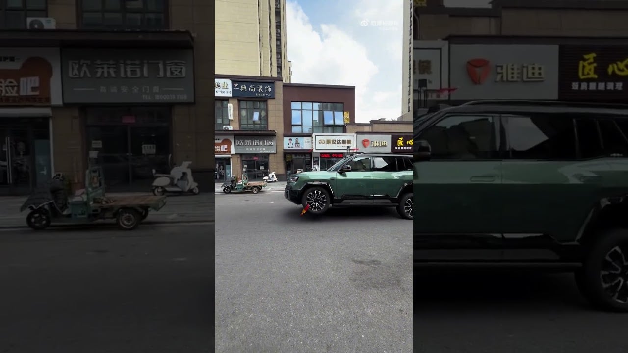 BYD’s Bao 8 drives on three wheels with wheel clamp attached in China