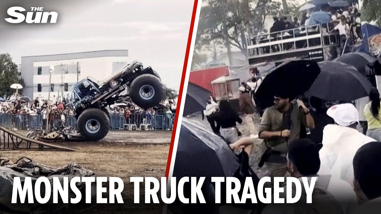Shocking moment monster truck crashes into crowd leaving three dead and dozens injured