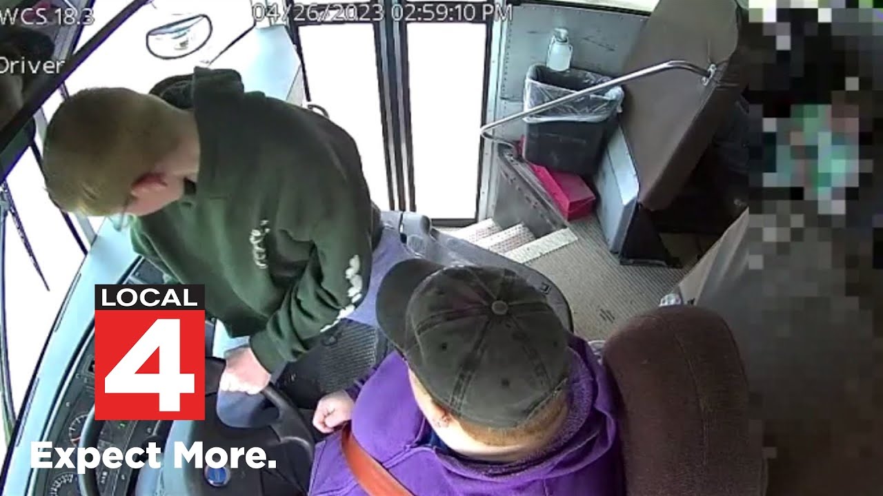 Macomb County middle school student stops school bus as driver passes out