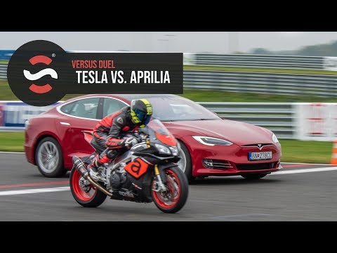 Tesla Model S P100D vs Aprilia - Startstop.sk - Drag Race