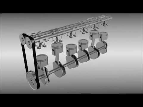 Six cylinder L6 engine animation