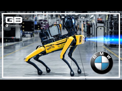 ROBOT DOG Scans and Monitors CAR Manufacturing BMW PLANT