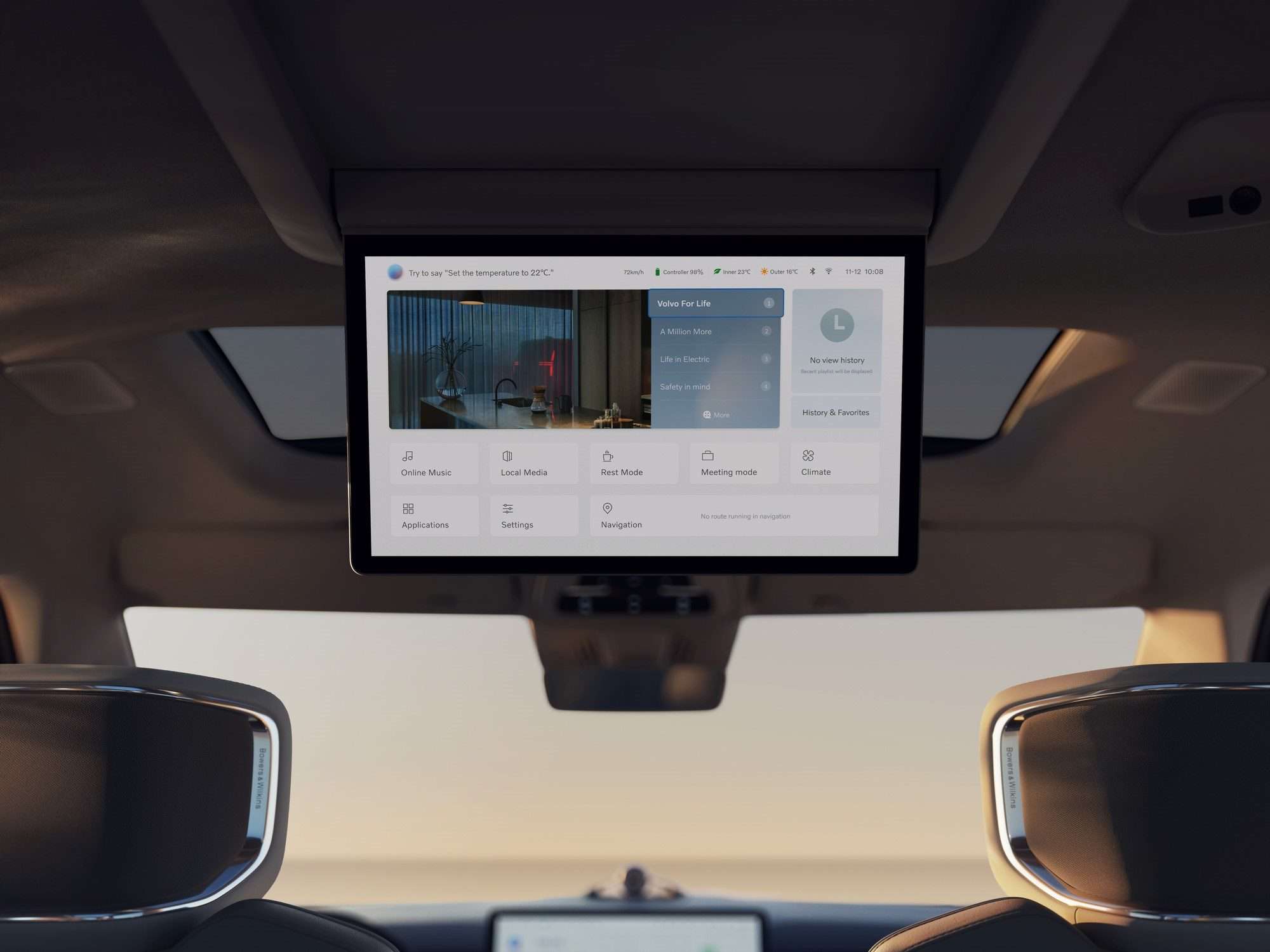 Volvo EM90 obrazovka na streche