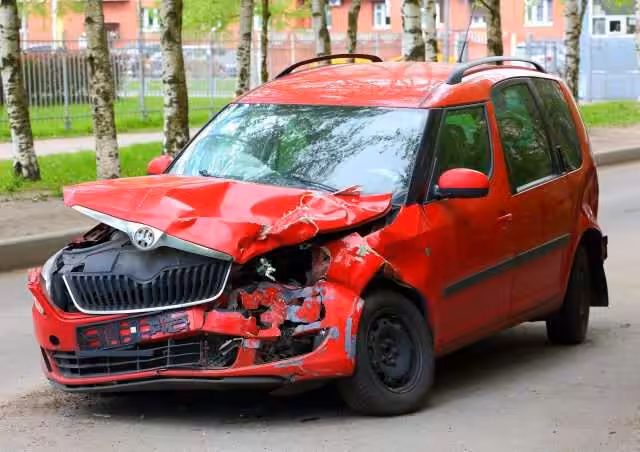 A crashed car after an accident on the road