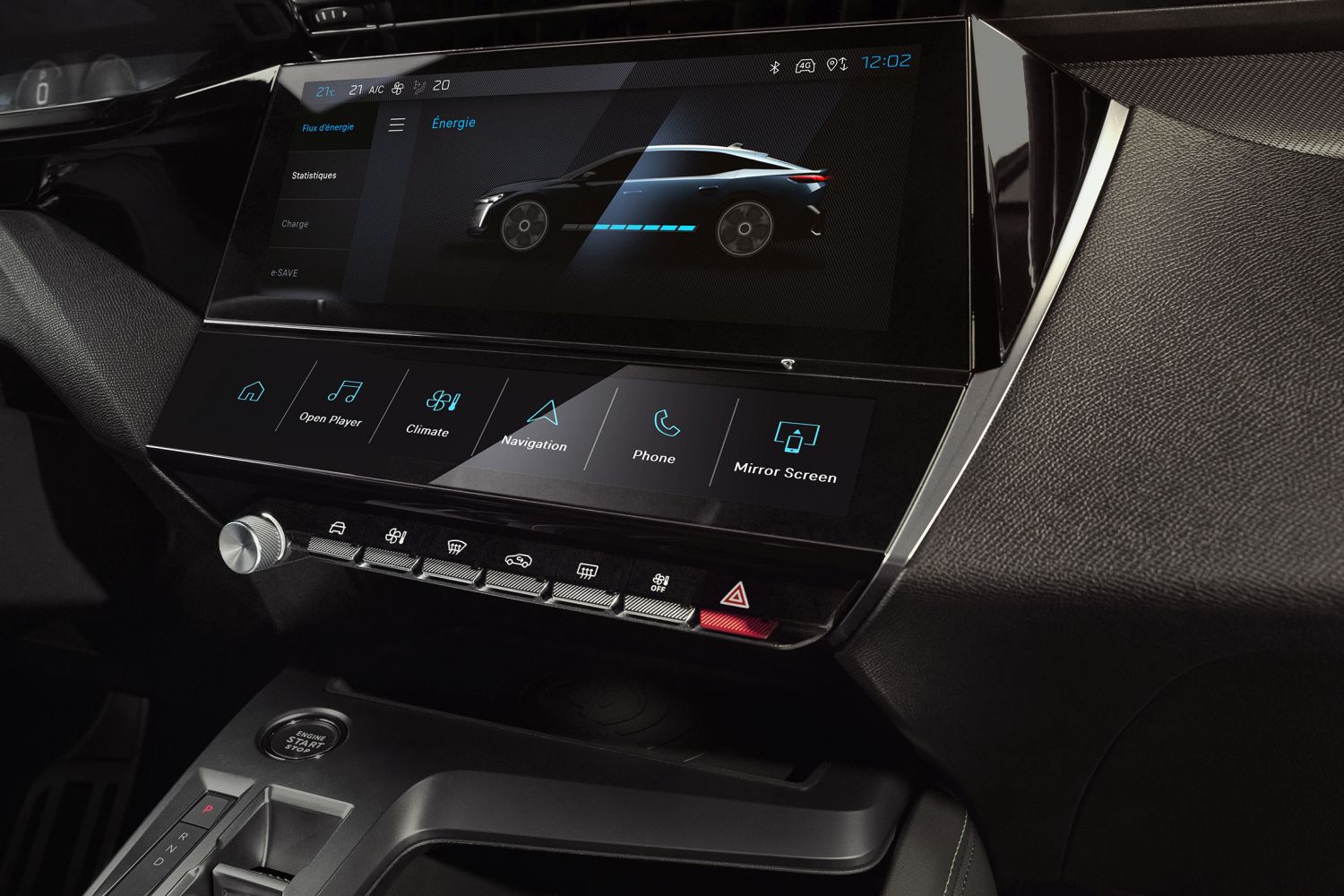 displej multimediálneho systému vozidla Peugeot E-408