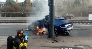 nehoda Kia EV6 GT na Vajnorskej ulici v Bratislave