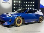 Modrá karoséria, zlaté kolesá, agresívne tvary. Subaru STI hlási návrat Subaru Performance-E STI Concept