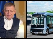Robert Fico: Slovensko sa musí pripraviť na autobusy bez vodičov Robert Fico a autonómny autobus WeRide