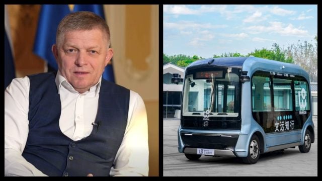 Robert_Fico_WeRide Robert Fico a autonómny autobus WeRide