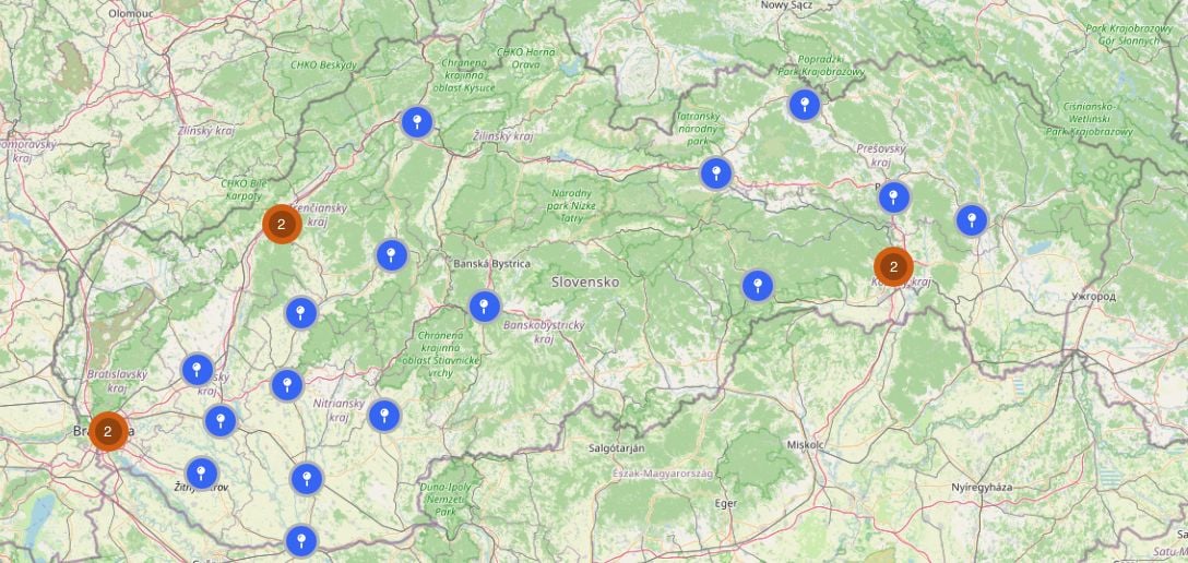 mapa servisných centier značky Dongfeng