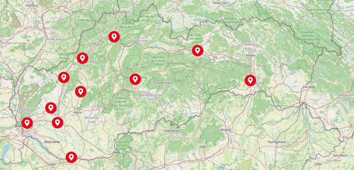 mapa servisných centier značky Hongqi